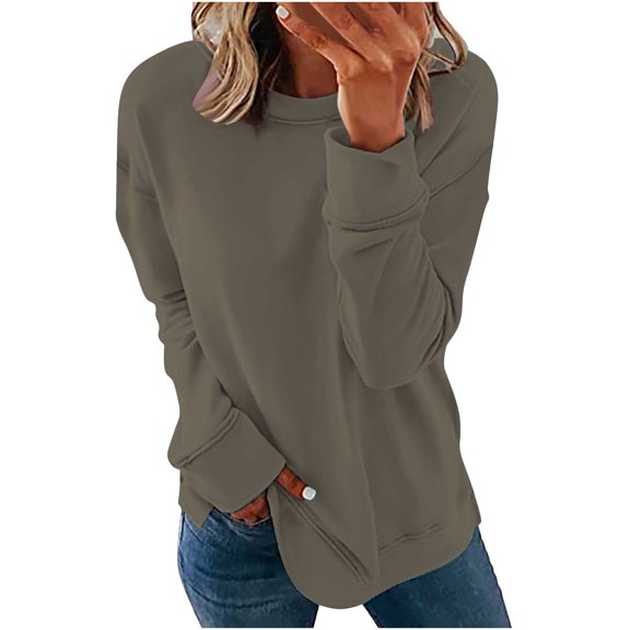 My Items Lightweight Long Sleeve Shirt Women Long Sleeves Shirts Color Round Neck Sweatshirt Pullover Loose Tunic Tops
