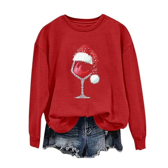 My Items Talove Long Sleeve Shirts for Women Graphic Printed Sweatshirt Women Fall Clothes Crewneck Blouses Print Womens Tops Casual Christmas Shirts