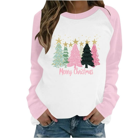 My Items Talove Long Sleeve Shirts for Women Graphic Printed Sweatshirt Women Fall Clothes Funny Graphic Tee Womens Tops Christmas Shirts
