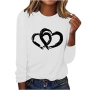 My Items Women Long Sleeve Blouses Summer Women's Printed Round Neck Pullover Long Sleeved Casual Women's