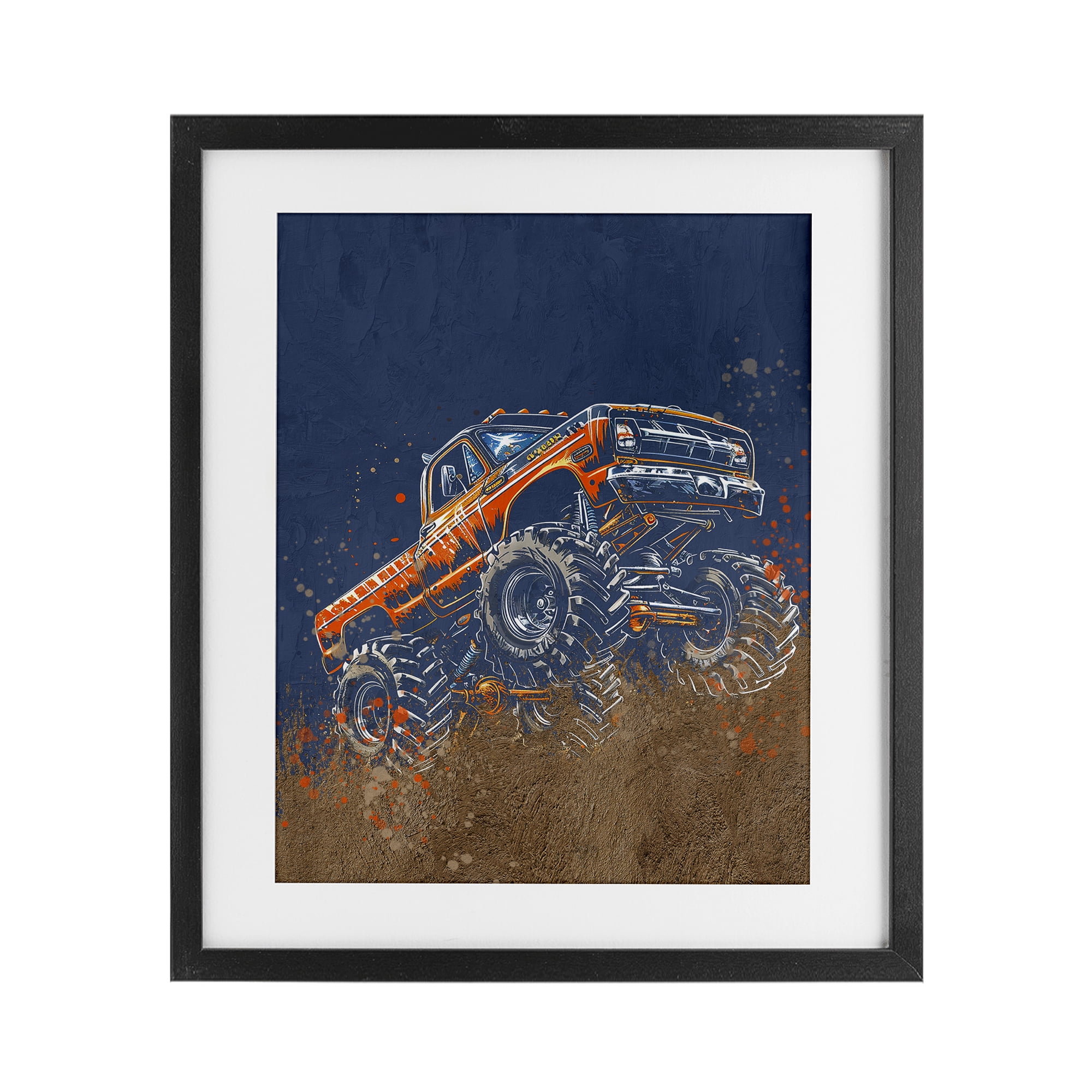 My Jam Monster Truck Black Framed Print Under Glass, design by Kim Allen