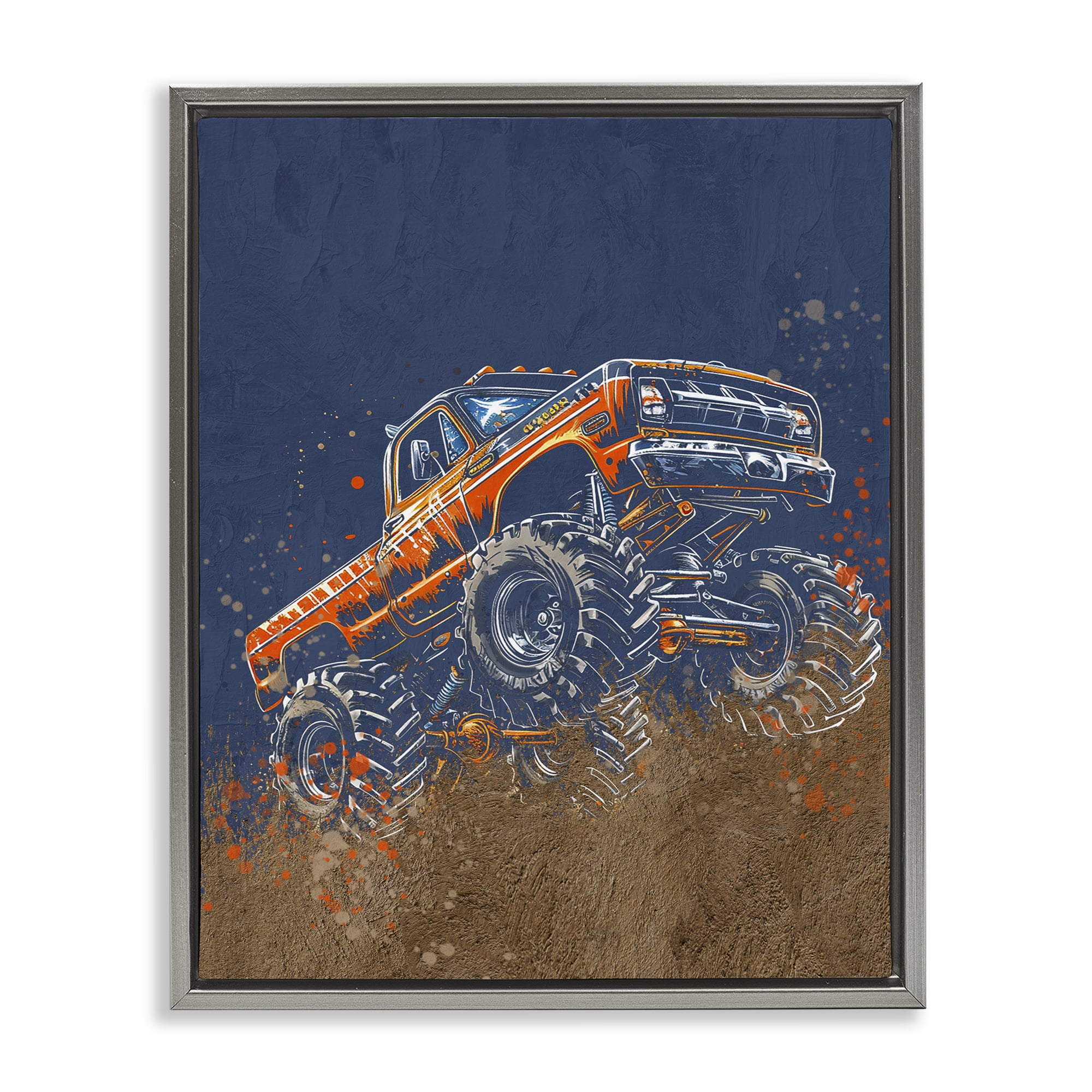 My Jam Monster Truck Gray Framed Floater Canvas Wall Art, design by Kim Allen