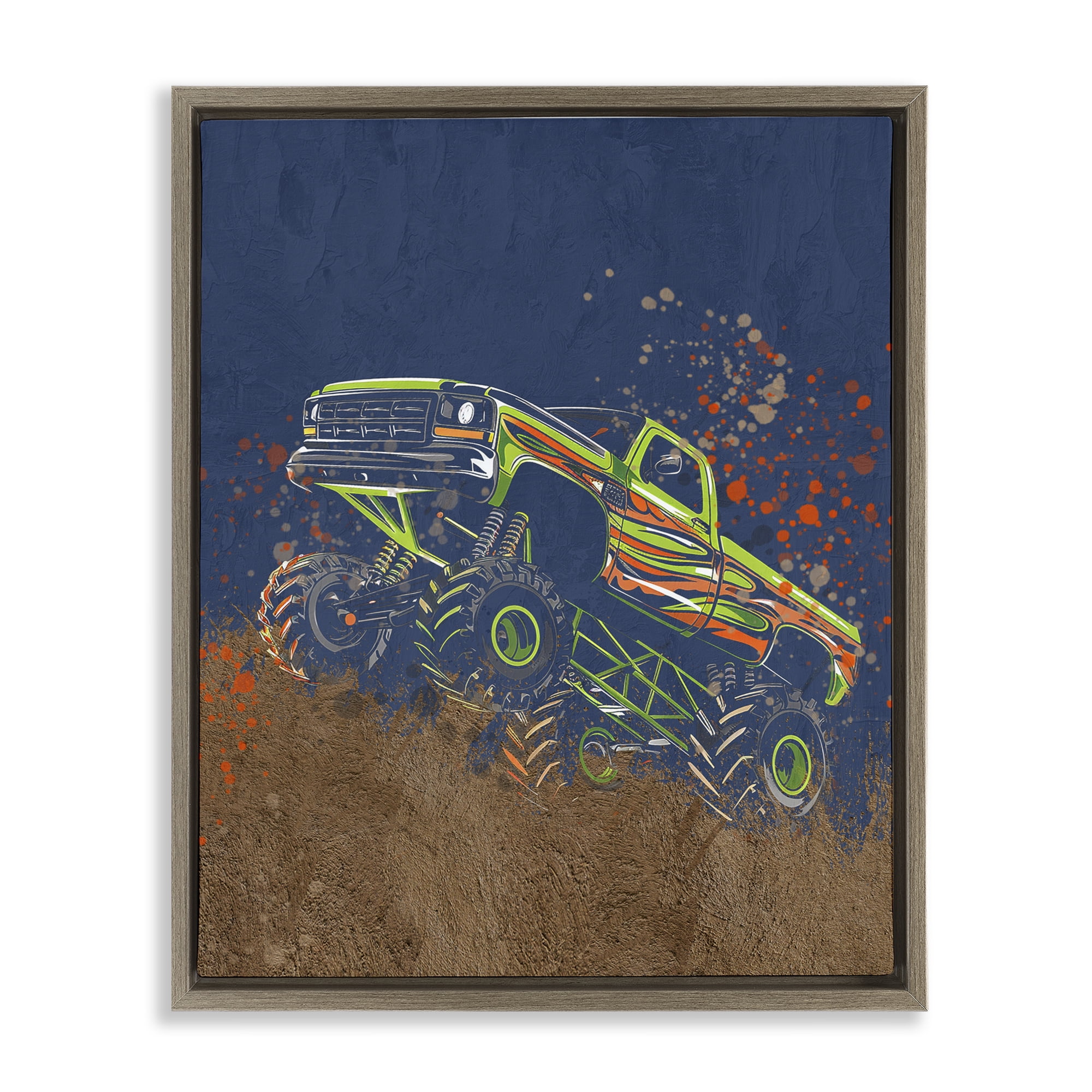 My Jam Truck Adventure Brown Framed Floater Canvas Wall Art, design by Kim Allen