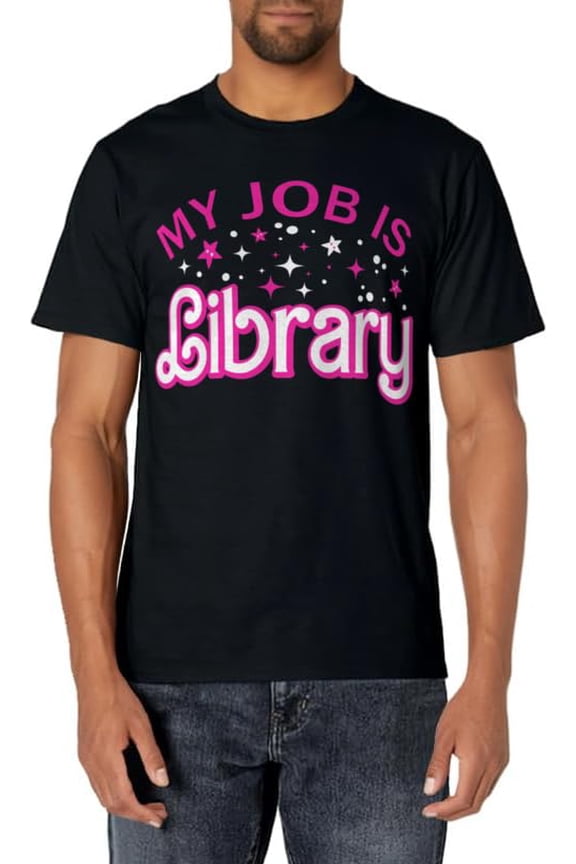 My Job Is a library Retro Pink Style Reading Books librarian T-Shirt