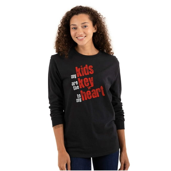 My Kids Are the Keys to My Heart Women Plus Size Long Sleeve Graphic Tee Brisco Brands 2X