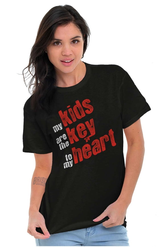 My Kids Are the Keys to My Heart Women's Graphic T Shirt Tees Brisco Brands L