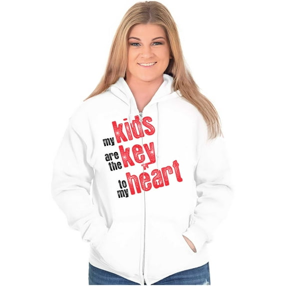 My Kids Are the Keys to My Heart Zip Hoodie Sweatshirt Women Brisco Brands L