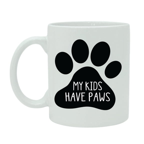 My Kids Have Paws Coffee Mug Printed Quote White Ceramic Tea Cup With Free Gift Box
