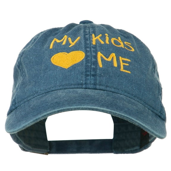 My Kids Love Me Embroidered Washed Cotton Cap - Navy OSFM