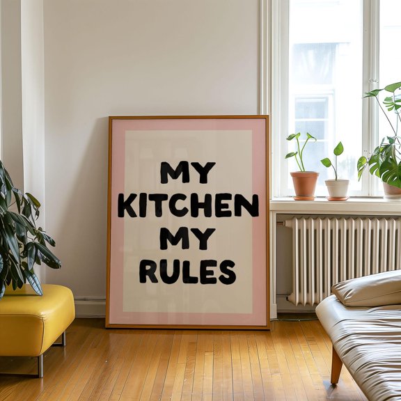 My Kitchen My Rules Retro Typography Neutral Home Sign