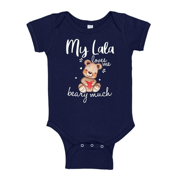 My Lala Loves Me Beary Much Baby Bodysuit One Piece 24 mo Navy Blue