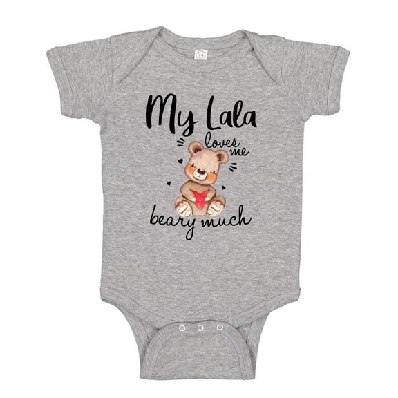 My Lala Loves Me Beary Much Baby Bodysuit One Piece NB Athletic Heather