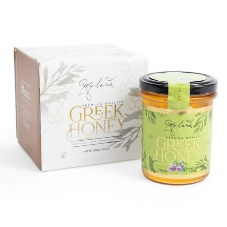 My Land Greek Honey, Nutrient Rich, Raw and Unfiltered, Thyme, 100% Pure Honey, 9.5 oz glass jar