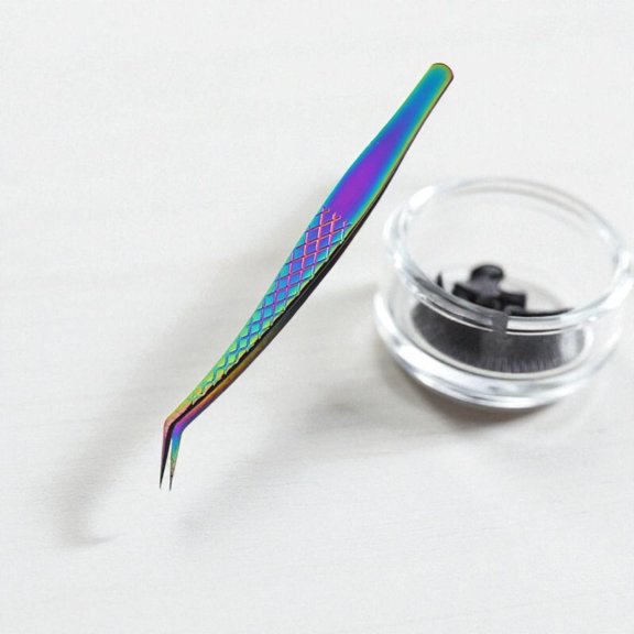 My Lash Tools 90 Degree Curved Boot Lash Tweezer Stainless Steel Diamond Grip for Volume and Classic Eyelash Extensions 1 PCS