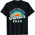 thumbnail image 1 of My Last First Day Senior 2024 Vintage Men's Black Short Sleeve Casual T-Shirt, 1 of 5