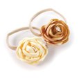 thumbnail image 1 of My Lello Baby Girl Ranunculus Flower Stretchy Nylon Elastic Headbands Set 2pcs - Small - Light Gold / Buttercream, 1 of 1