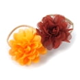 thumbnail image 1 of My Lello Baby Girl Rounded Petal Chiffon Flower Nylon Elastic Headbands Set 2pcs - Large - Golden Yellow / Rust Orange, 1 of 1