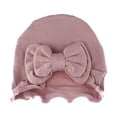 thumbnail image 1 of My Lello Baby Vintage Ruffle Bow Cotton Beanie Hat - (9 - 24 Months) Dusty Lilac, 1 of 2