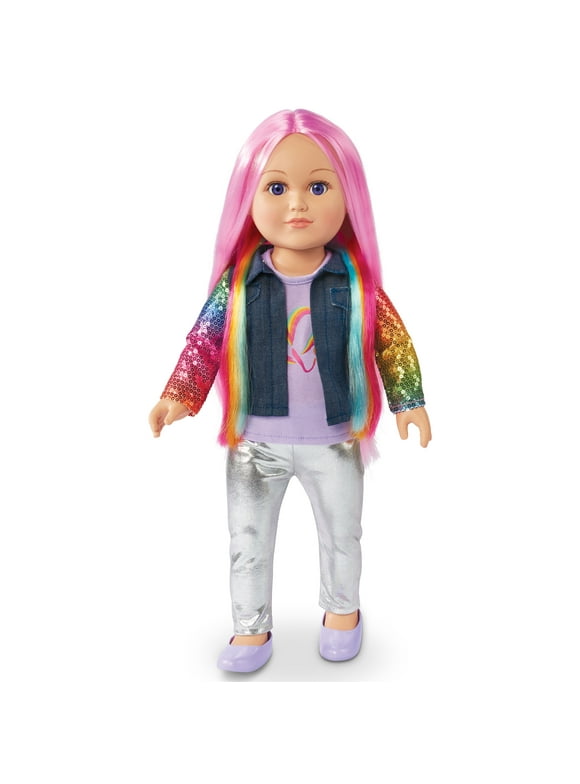 My Life As Amora Hairstylist Posable 18-inch Doll, Pink Hair, Purple Eyes