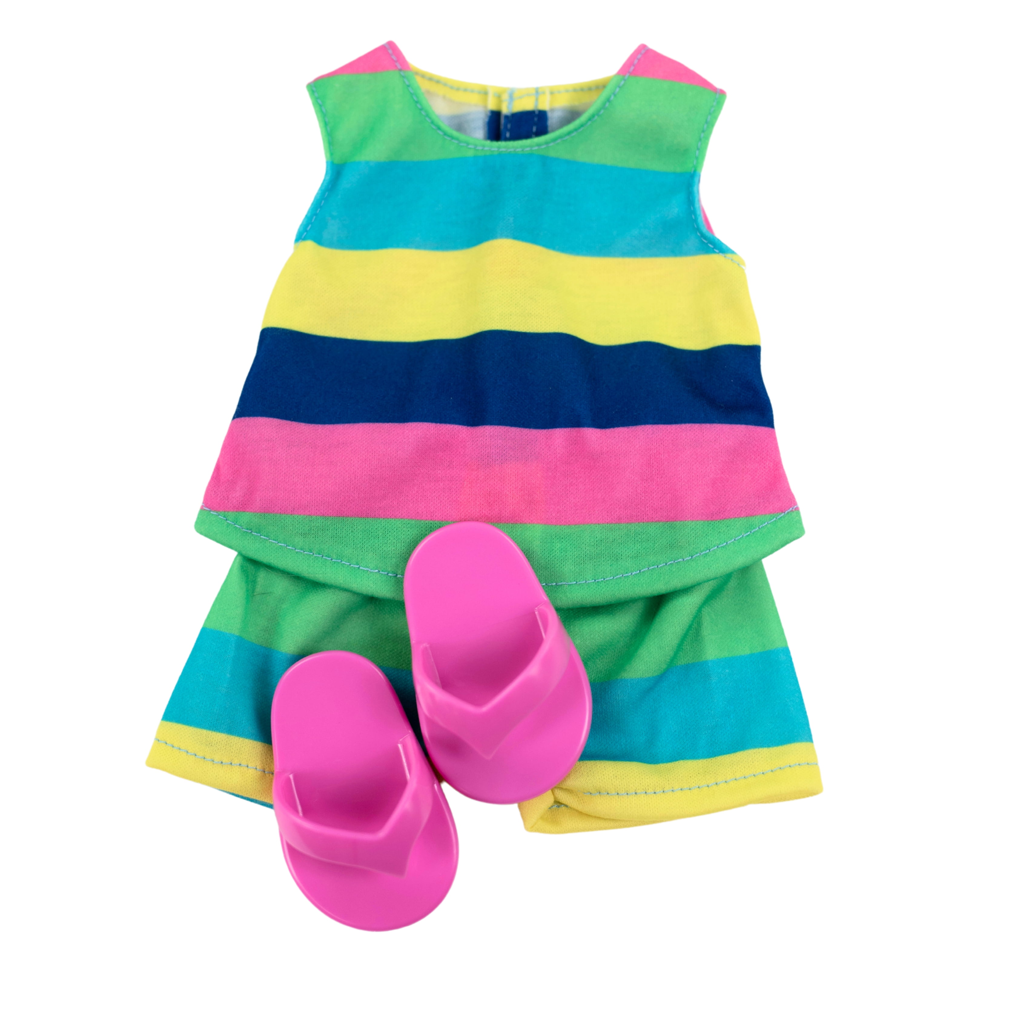 My Life As Everyday Fashion Shorts Set for 18-inch Doll, 3 Pieces Included, Multicolor Wide Stripe