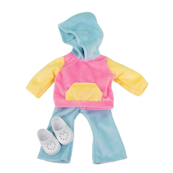 My Life As Loungewear Fashion Set for 18-inch Doll, 3 Pieces Included, Pink Yellow Blue Colorblock
