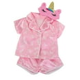 thumbnail image 1 of My Life As Pajama Fashion Set for 18-inch Doll, 3 Pieces Included, Pink & White Print, Unicorn Theme, 1 of 9