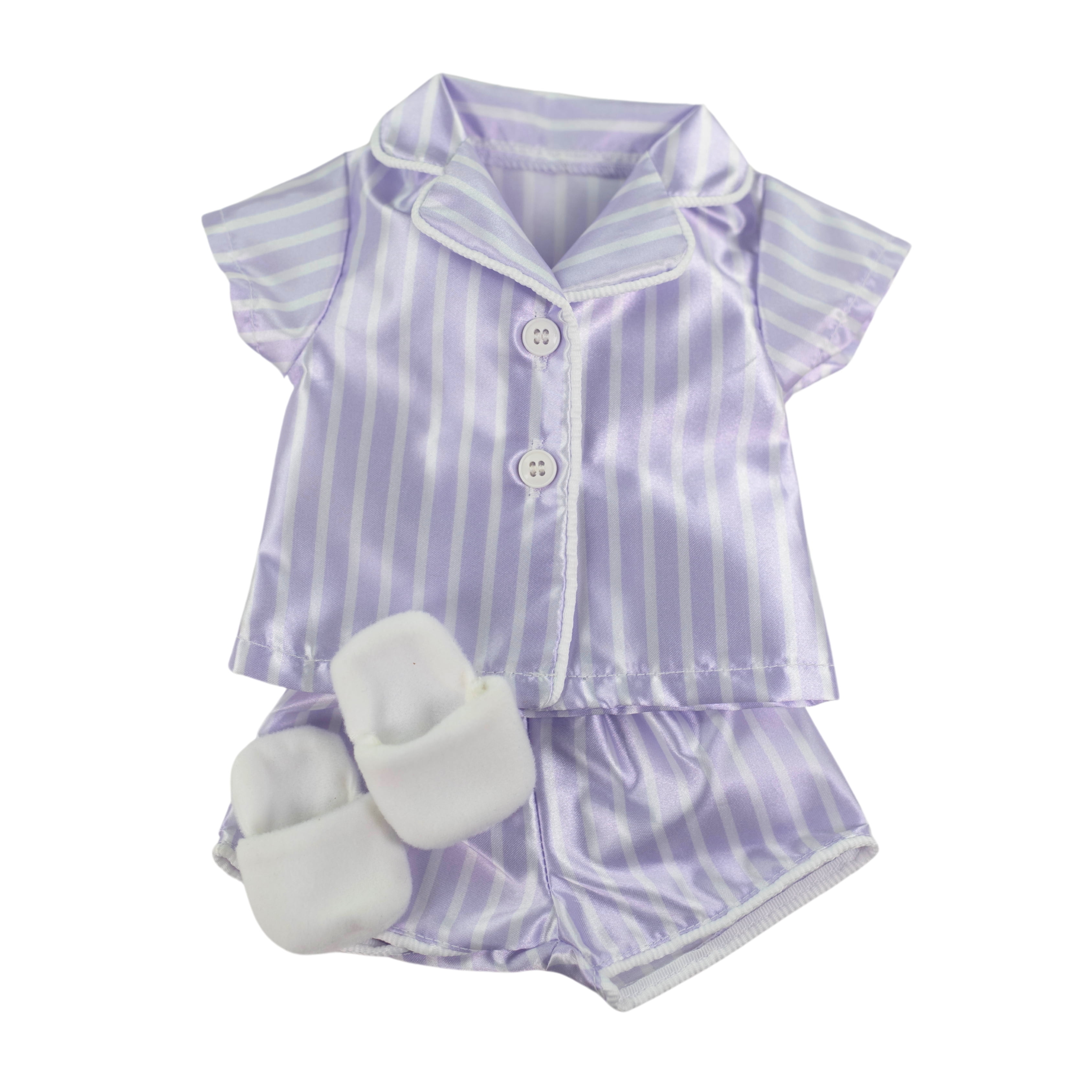 My Life As Pajama Fashion Set for 18-inch Doll, 3 Pieces Included, Purple and White Stripe