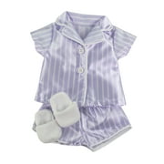 My Life As Pajama Fashion Set for 18-inch Doll, 3 Pieces Included, Purple and White Stripe