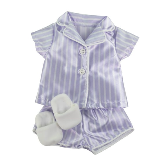 My Life As Pajama Fashion Set for 18-inch Doll, 3 Pieces Included, Purple and White Stripe