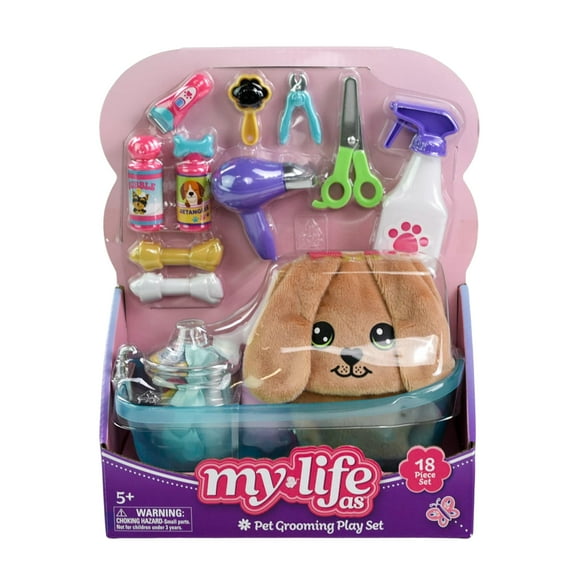 My Life As Pet Grooming Play Set for 18-inch Dolls, 18 Pieces Included