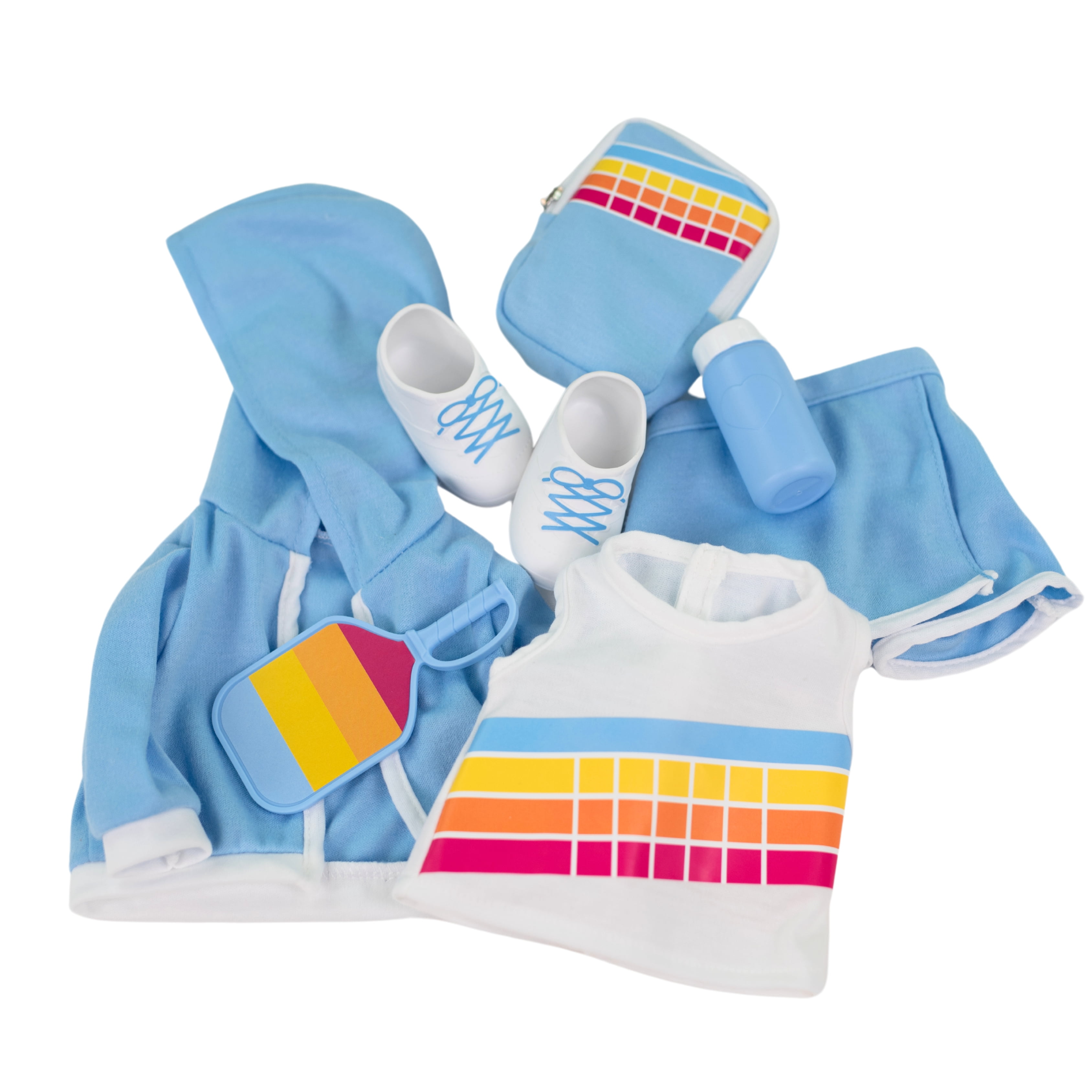 My Life As Pickleball Fashion Set for 18-inch Doll, 8 Pieces Included; Blue,  White Multicolor