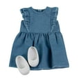 thumbnail image 1 of My Life As Solid Dress Fashion Set for 18-inch Doll, 2 Pieces Included, Blue Chambray, 1 of 8
