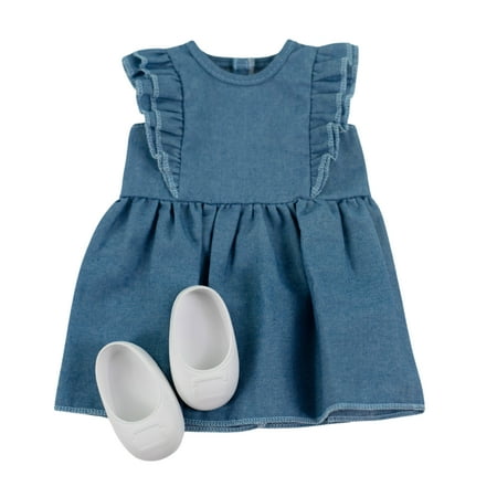 My Life As Solid Dress Fashion Set for 18-inch Doll, 2 Pieces Included, Blue Chambray