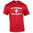 thumbnail image 1 of My Lifeguard Walks On Water Christian Short Sleeve T-shirt-Red-Medium, 1 of 4