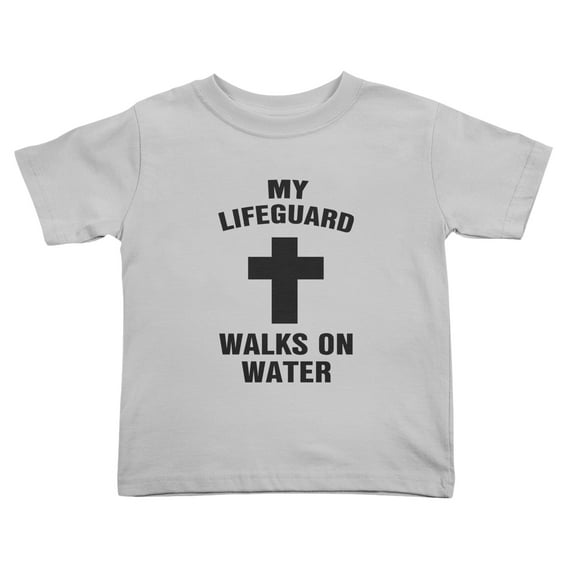 My Lifeguard Walks On Water Cute Toddler Tshirts for Boys Girls (Gray, Youth S)