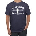 thumbnail image 1 of My Lifeguard Walks on Water Jesus Christ Bible | Mens Inspirational/Christian Graphic T-Shirt, Vintage Heather Navy, Small, 1 of 3