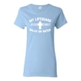 thumbnail image 1 of My Lifeguard Walks on Water Jesus Christ Bible | Womens Inspirational/Christian Graphic T-Shirt, Light Blue, Large, 1 of 3