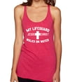 thumbnail image 1 of My Lifeguard Walks on Water Jesus Christ Bible | Womens Inspirational/Christian Premium Tri-Blend Racerback Tank Top, Shocking Pink, Small, 1 of 3