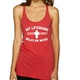 thumbnail image 1 of My Lifeguard Walks on Water Jesus Christ Bible | Womens Inspirational/Christian Premium Tri-Blend Racerback Tank Top, Vintage Red, Large, 1 of 3