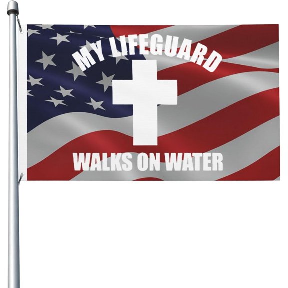 My Lifeguards Walks On Water Flag 3x5 Ft Outdoor Garden Flags Party Banner With 2 Grommets, Black