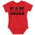 thumbnail image 1 of My Lil Bro Rocks Cute Brother Romper Boys or Girls Infant Baby Brisco Brands 12M, 1 of 6
