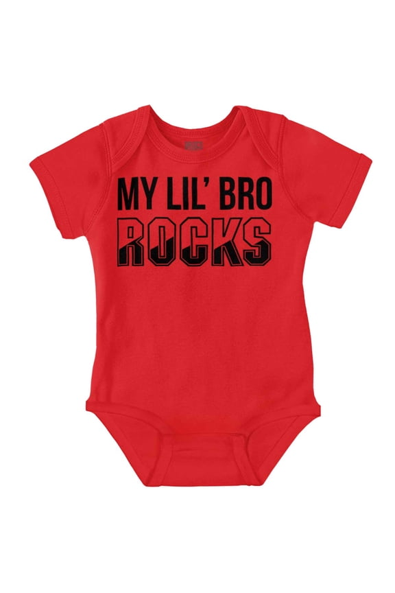 My Lil Bro Rocks Cute Brother Romper Boys or Girls Infant Baby Brisco Brands 24M