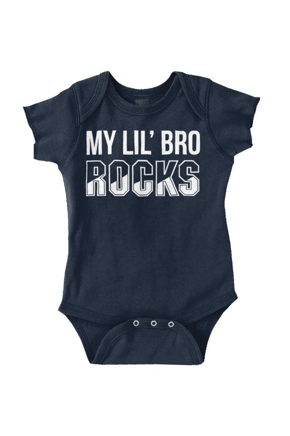 My Lil Bro Rocks Cute Brother Romper Boys or Girls Infant Baby Brisco Brands NB