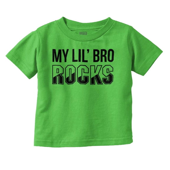 My Lil Bro Rocks Cute Brother Toddler Boy Girl T Shirt Infant Toddler Brisco Brands 24M