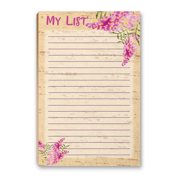 My List Floral To-Do List Notepad –5.5 x 8.5 Inches, 50 Sheets – B45017