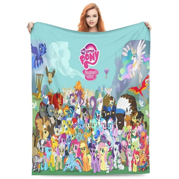 My Lit-tle Pony Blanket Soft Cozy Fleece Plush Throw Blanket All Season Ultra Warm Lightweight Cartoon Blanket Gifts for Girls Boys Women Men