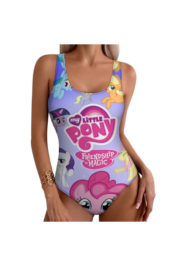 My Lit-tle Pony Swimsuit Bathing Suit with Tummy Control Low Back One-Piece Swimsuit