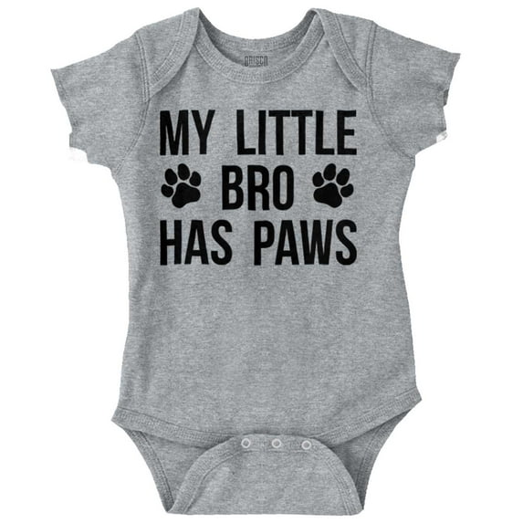 My Little Bro Has Paws Cute Pet Owner Romper Boys or Girls Infant Baby Brisco Brands 18M