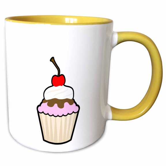 3drose, My Little Cupcake, 11oz Two-tone Yellow Mug