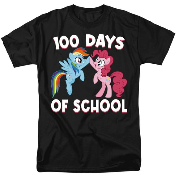 My Little Pony 100 Days of School Unisex Adult T Shirt, Black, Large
